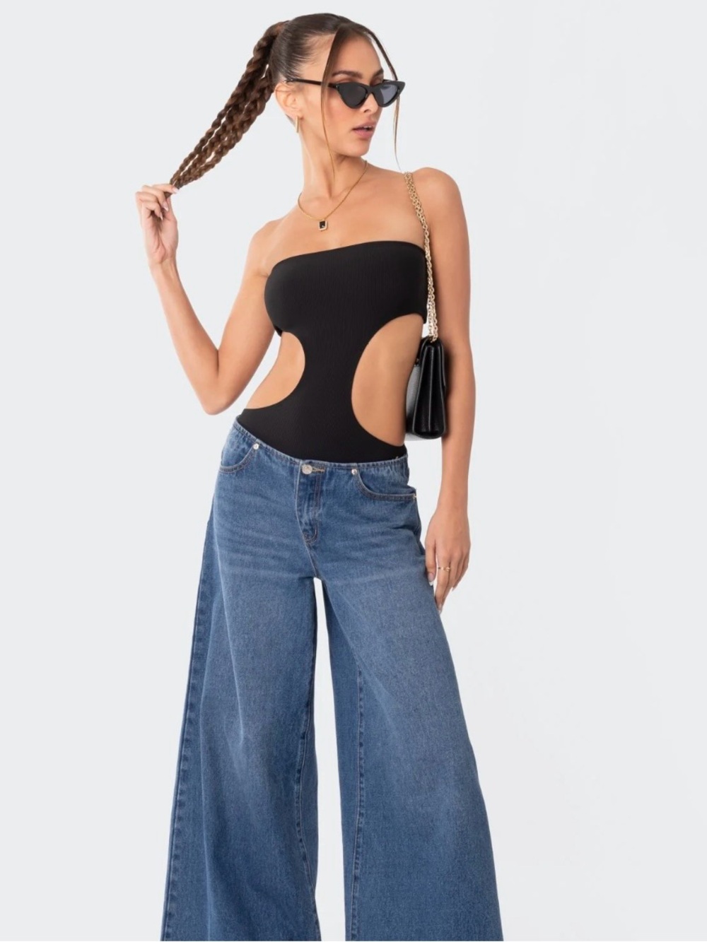 Edikted Strapless Cutout Bodysuit - Black
